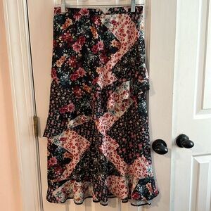 NWT NEXT Direct Boho Asymetrical Ruffle Patchwork Maxi Skirt Size 10 Whimsygoth